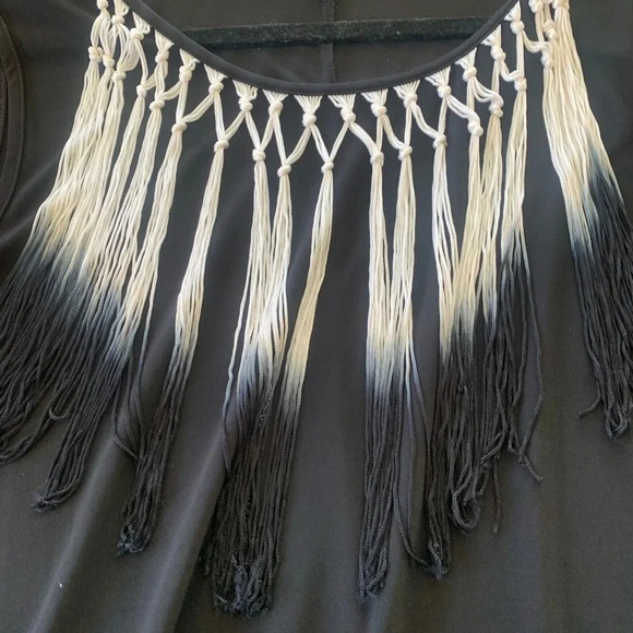 XL Sami & Jo Black Asymmetrical Dress with Ombré fringe. Excellent condition - Picture 2 of 8